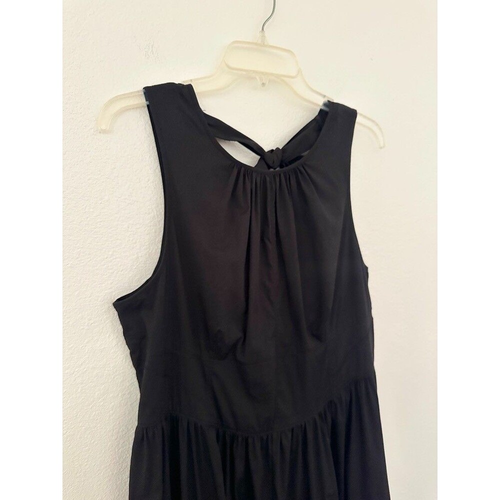 Cinq à Sept Benita Dress Tie Back Empire Waist Black Midi Cocktail Zip Womens 12 - Picture 5 of 12
